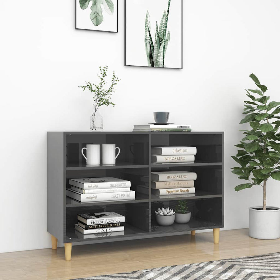 vidaXL Sideboard High Gloss Grey 103,5x35x70 cm Engineered Wood 1
