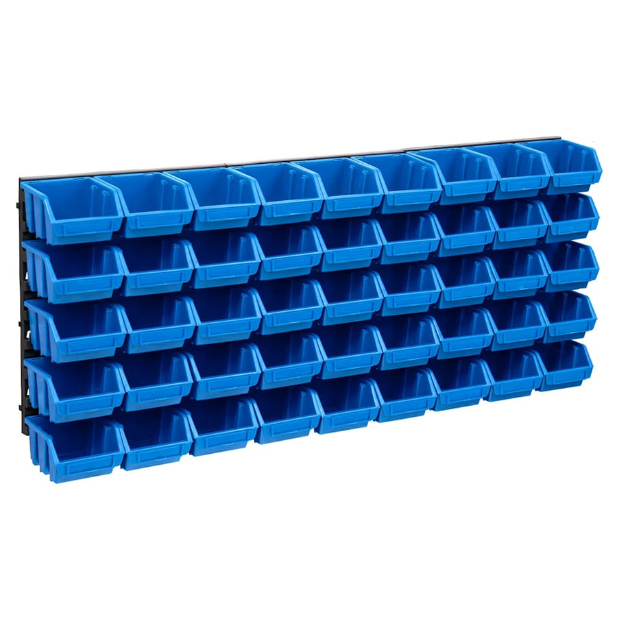 150805 vidaXL 48 Piece Storage Bin Kit with Wall Panels Blue and Black 1