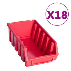 vidaXL 103 Piece Storage Bin Kit with Wall Panels Red and Black 3