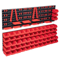 vidaXL 141 Piece Storage Bin Kit with Wall Panels Red and Black 1