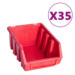 vidaXL 141 Piece Storage Bin Kit with Wall Panels Red and Black 3