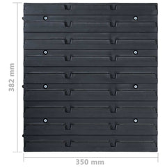 96 Piece Storage Bin Kit with Wall Panels and Black Blue