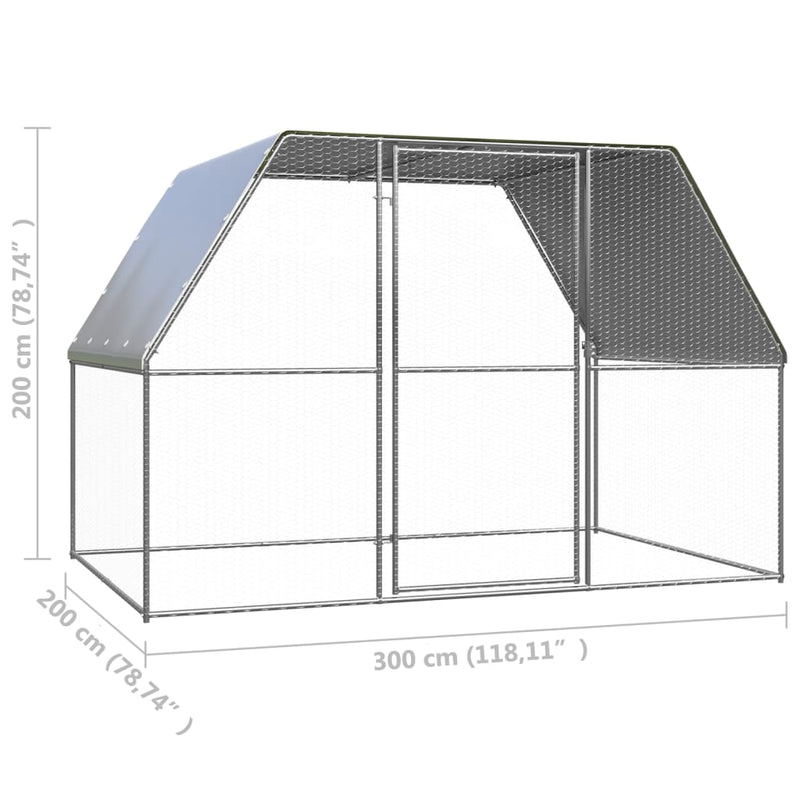 Outdoor Chicken Cage 3x2x2 m Galvanised Steel