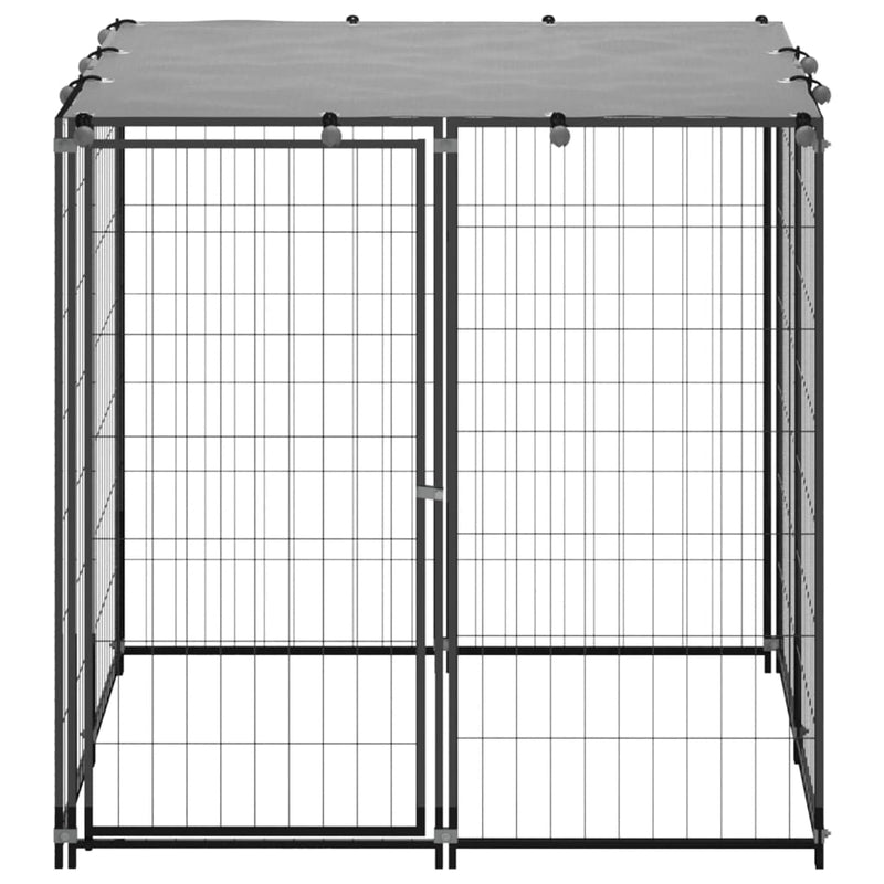 Dog Kennel Black 110x110x110 cm Steel