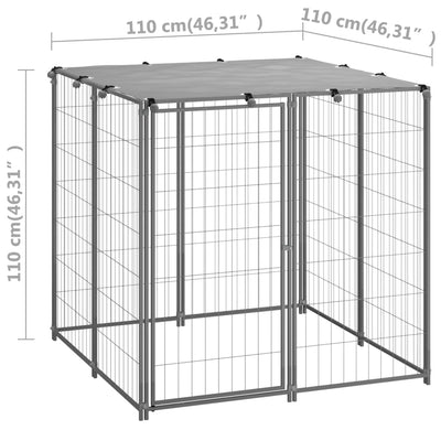 Dog Kennel Silver 110x110x110 cm Steel