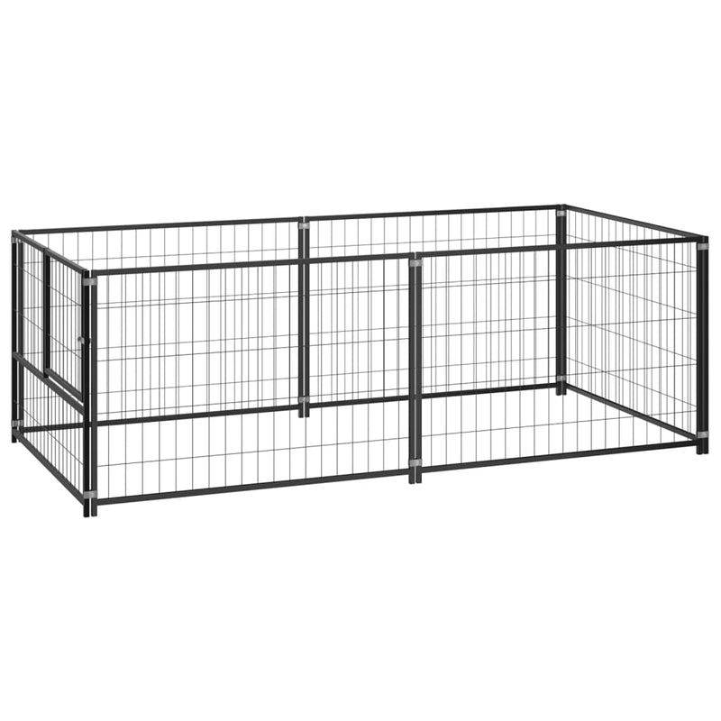 Dog Kennel Black 200x100x70 cm Steel