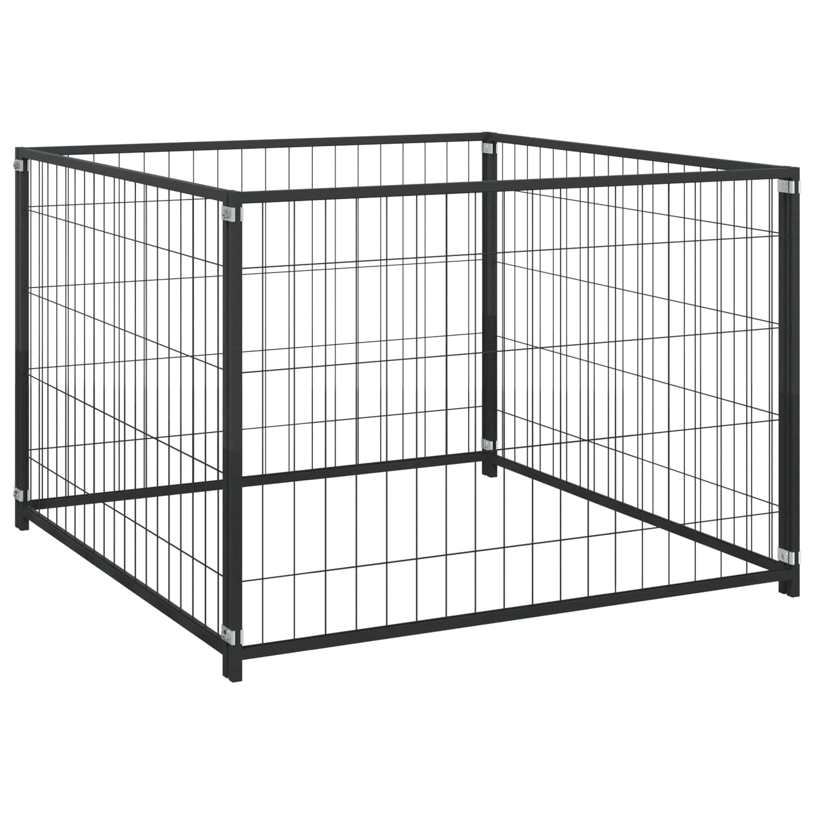 vidaXL Dog Kennel Black 300x100x70 cm Steel 3