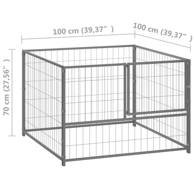 Dog Kennel Silver 100x100x70 cm Steel