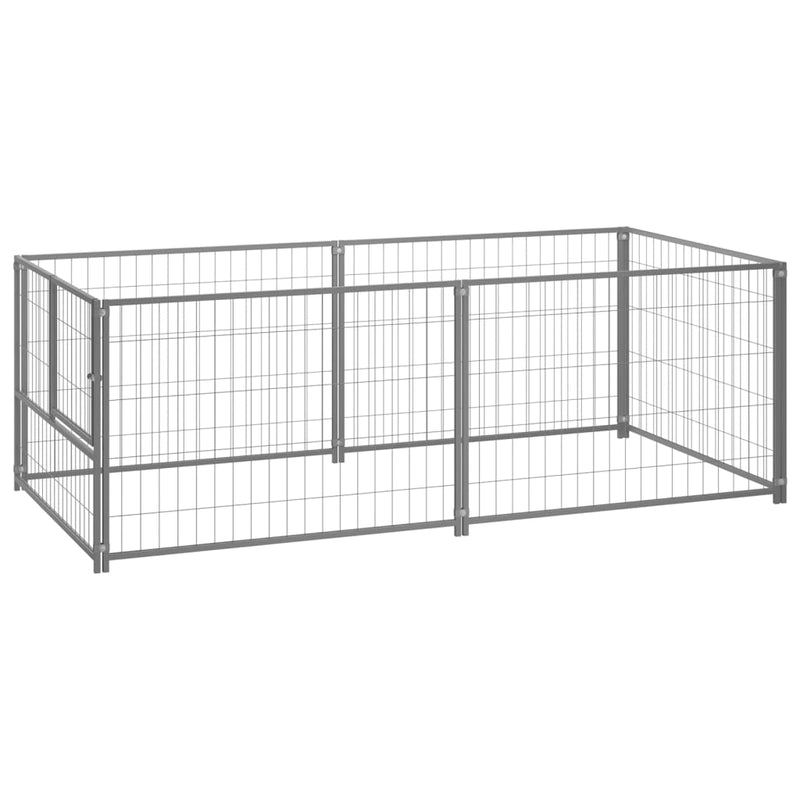 Dog Kennel Silver 200x100x70 cm Steel