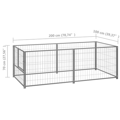 Dog Kennel Silver 200x100x70 cm Steel