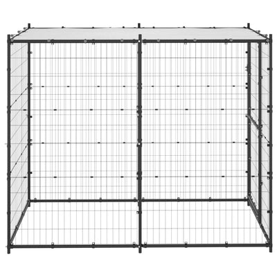 Outdoor Dog Kennel Steel with Roof 110x220x180 cm