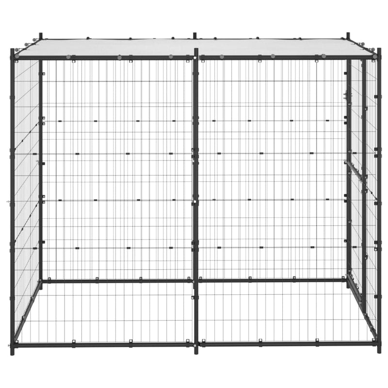 Outdoor Dog Kennel Steel with Roof 110x220x180 cm