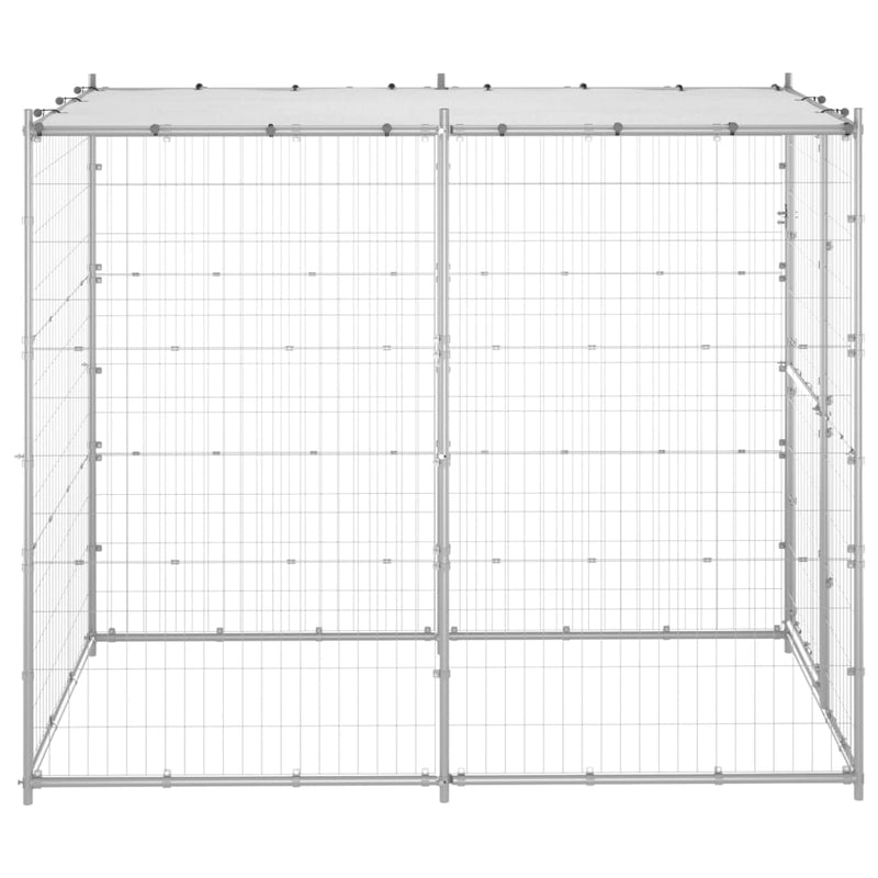 Outdoor Dog Kennel Galvanised Steel with Roof 110x220x180 cm