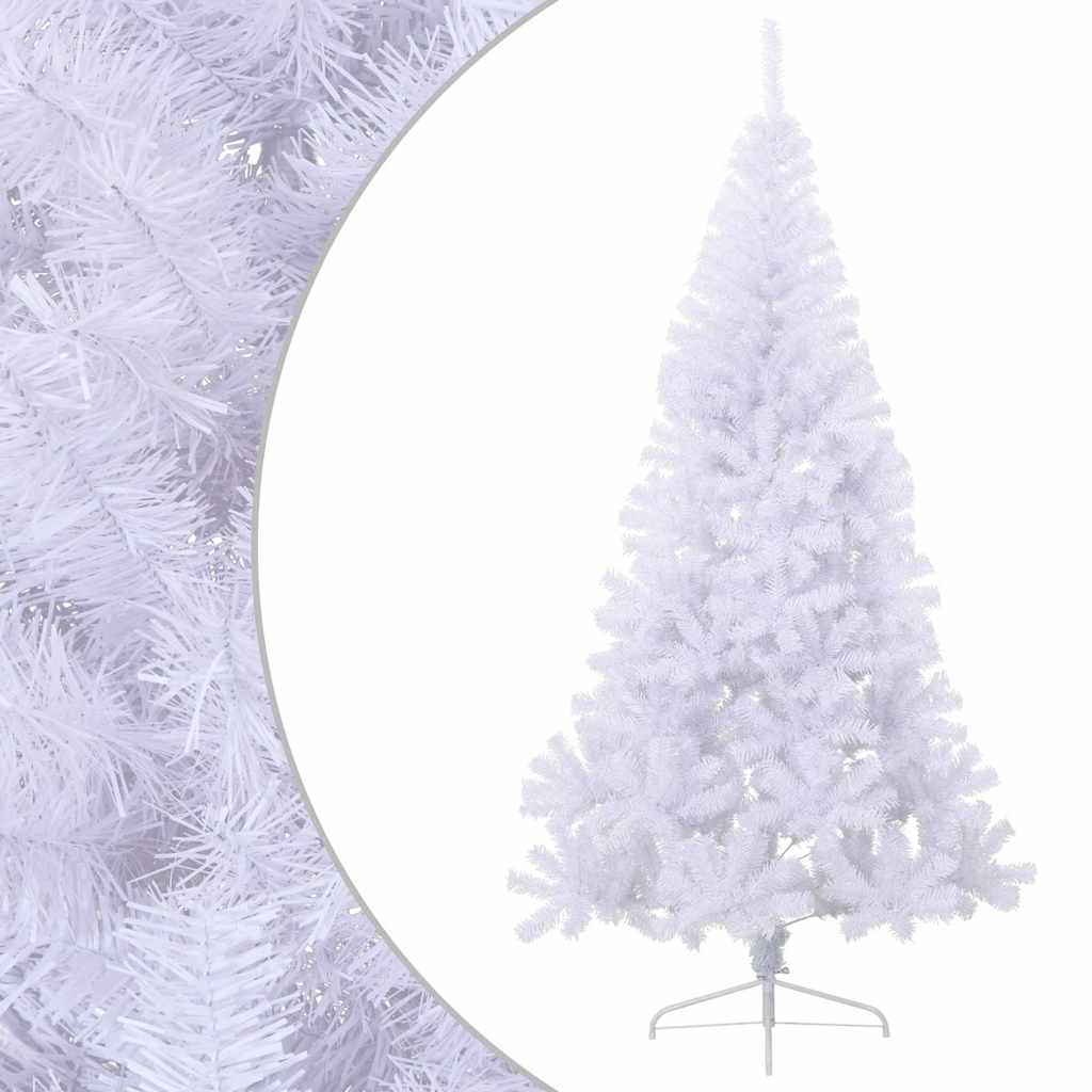 vidaXL Artificial Half Christmas Tree | White | PVC, Steel | Large 2
