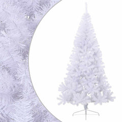 vidaXL Artificial Half Christmas Tree | White | PVC, Steel | Large 2