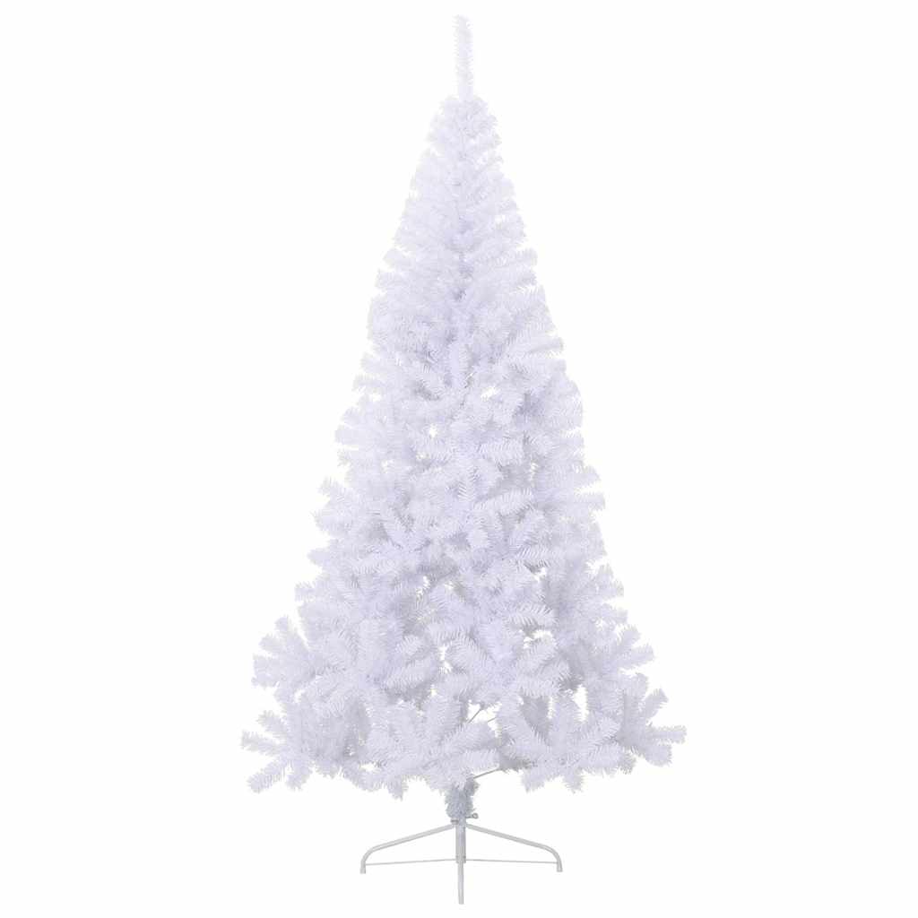 vidaXL Artificial Half Christmas Tree | White | PVC, Steel | Large 3