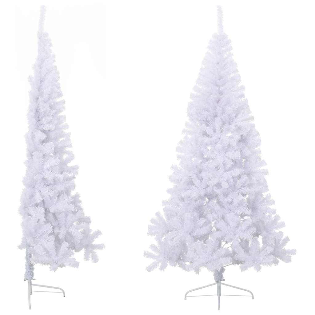 vidaXL Artificial Half Christmas Tree | White | PVC, Steel | Large 4