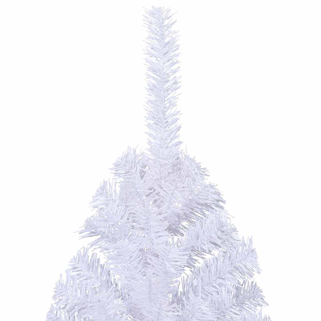 vidaXL Artificial Half Christmas Tree | White | PVC, Steel | Large 6