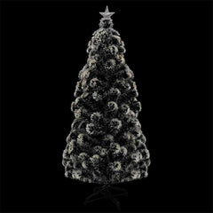 vidaXL Pre-lit Christmas Tree Green and White 150 cm Fibre Optic 4