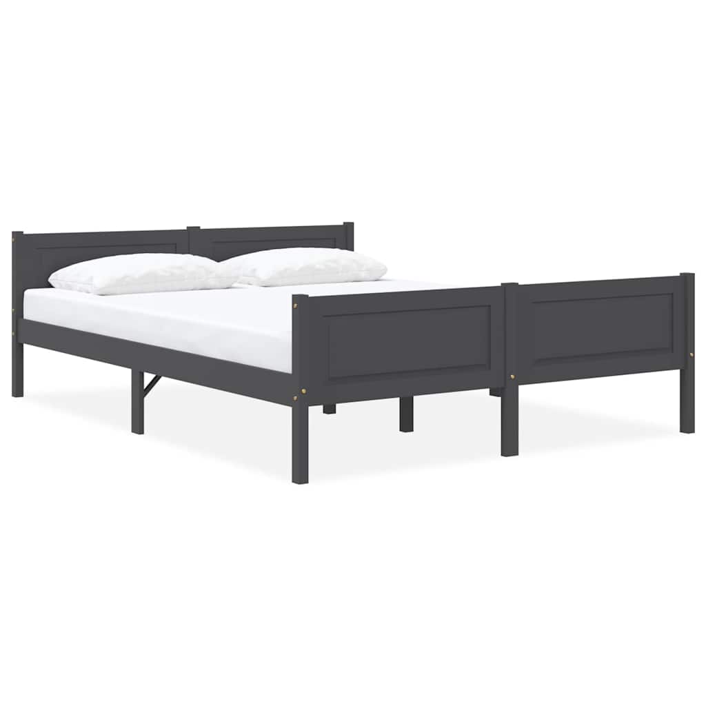 vidaXL Bed Frame without Mattress Solid Pinewood Grey 160x200 cm 1