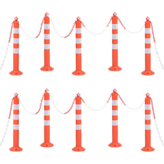 150964 vidaXL Traffic Control Bollards 10 pcs with Chain 75 cm PE 1