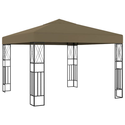 Gazebo with LED String Lights 3x3 m Taupe Fabric