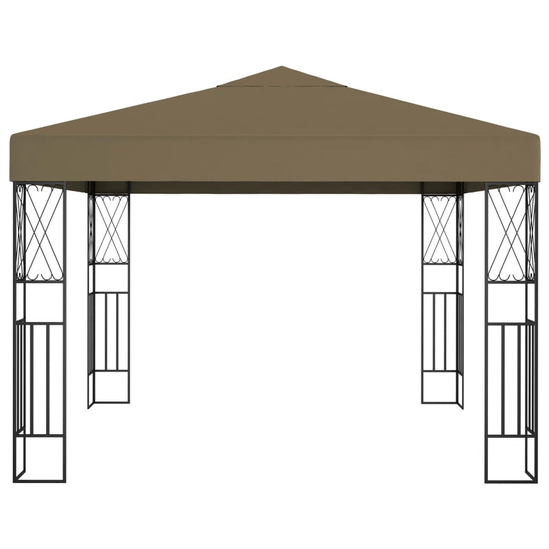 Gazebo with LED String Lights 3x3 m Taupe Fabric