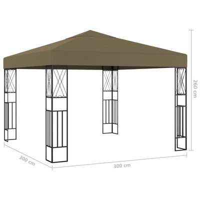 Gazebo with LED String Lights 3x3 m Taupe Fabric