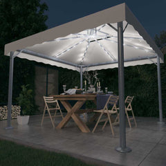 Gazebo with LED String Lights 300x300 cm Aluminium Cream