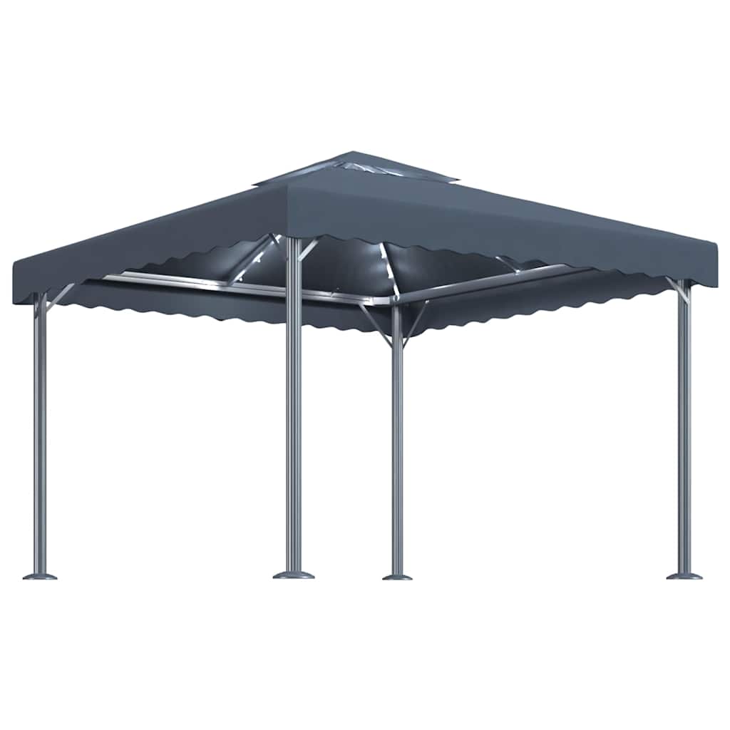 Gazebo with LED String Lights 300x300 cm Aluminium Anthracite