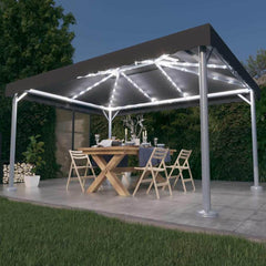 Gazebo with LED String Lights 400x300 cm Aluminium Anthracite
