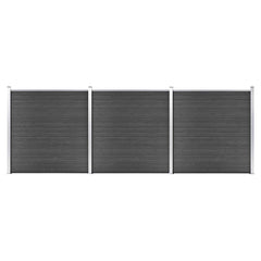 Fence Panel WPC 175x186 cm Black 3 sections
