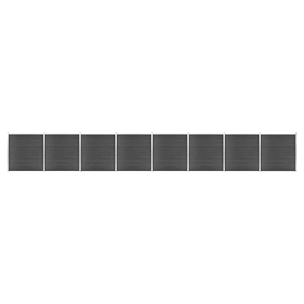 Fence Panel WPC 175x186 cm Black 8 sections