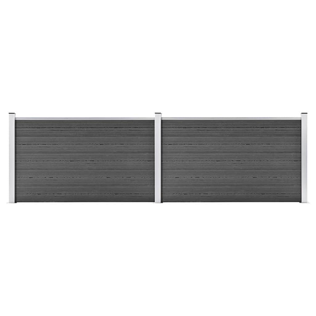 Fence Panel WPC 180x105 cm Black 2 sections