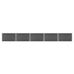 Fence Panel WPC 180x105 cm Black 5 sections
