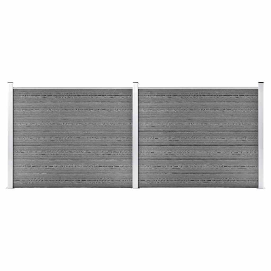 Fence Panel WPC 180x146 cm Grey 2 sections
