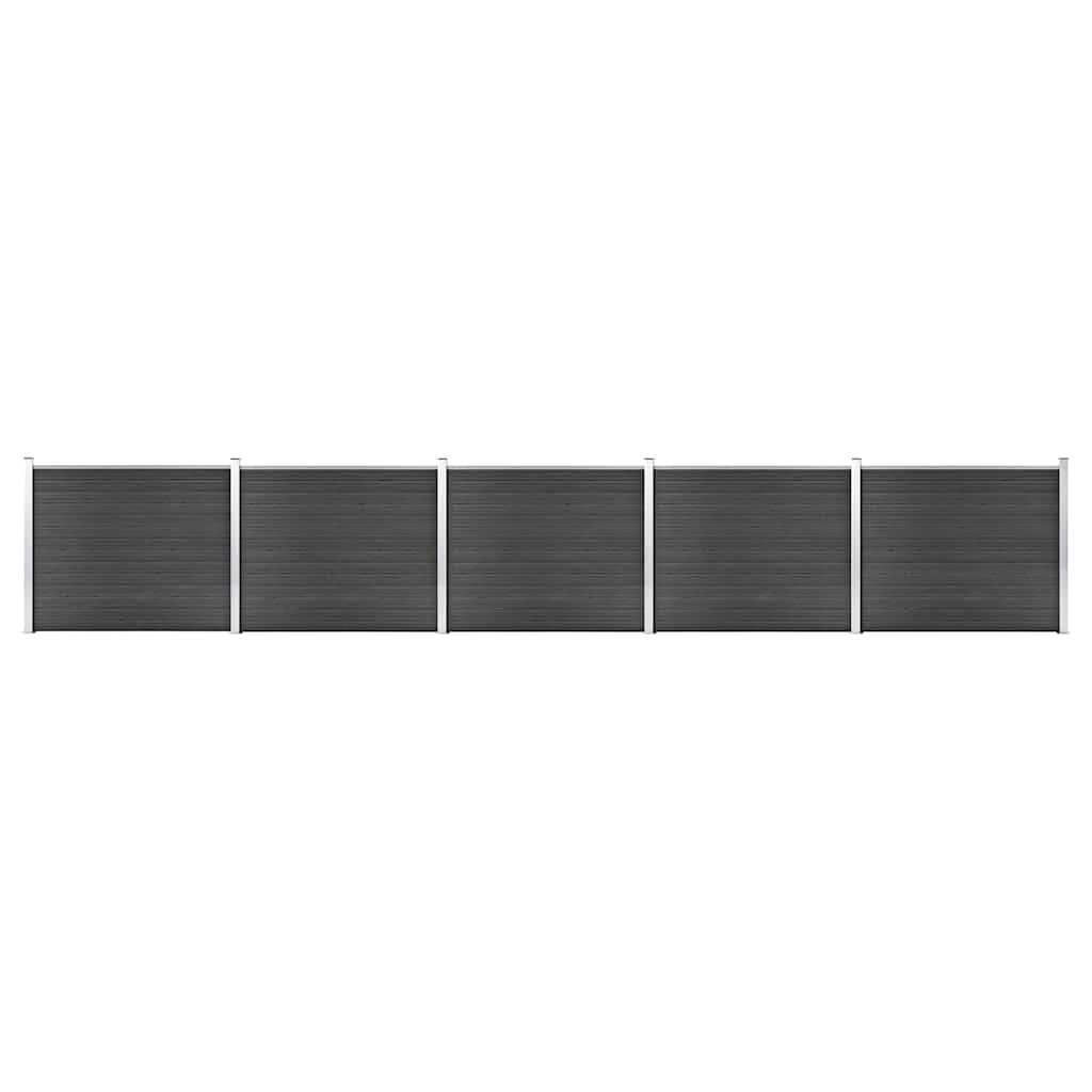 Fence Panel WPC 180x146 cm Grey 5 sections