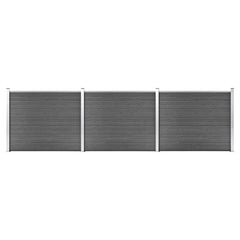 Fence Panel WPC 180x146 cm Black 3 sections