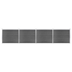 Fence Panel WPC 180x146 cm Black 4 sections