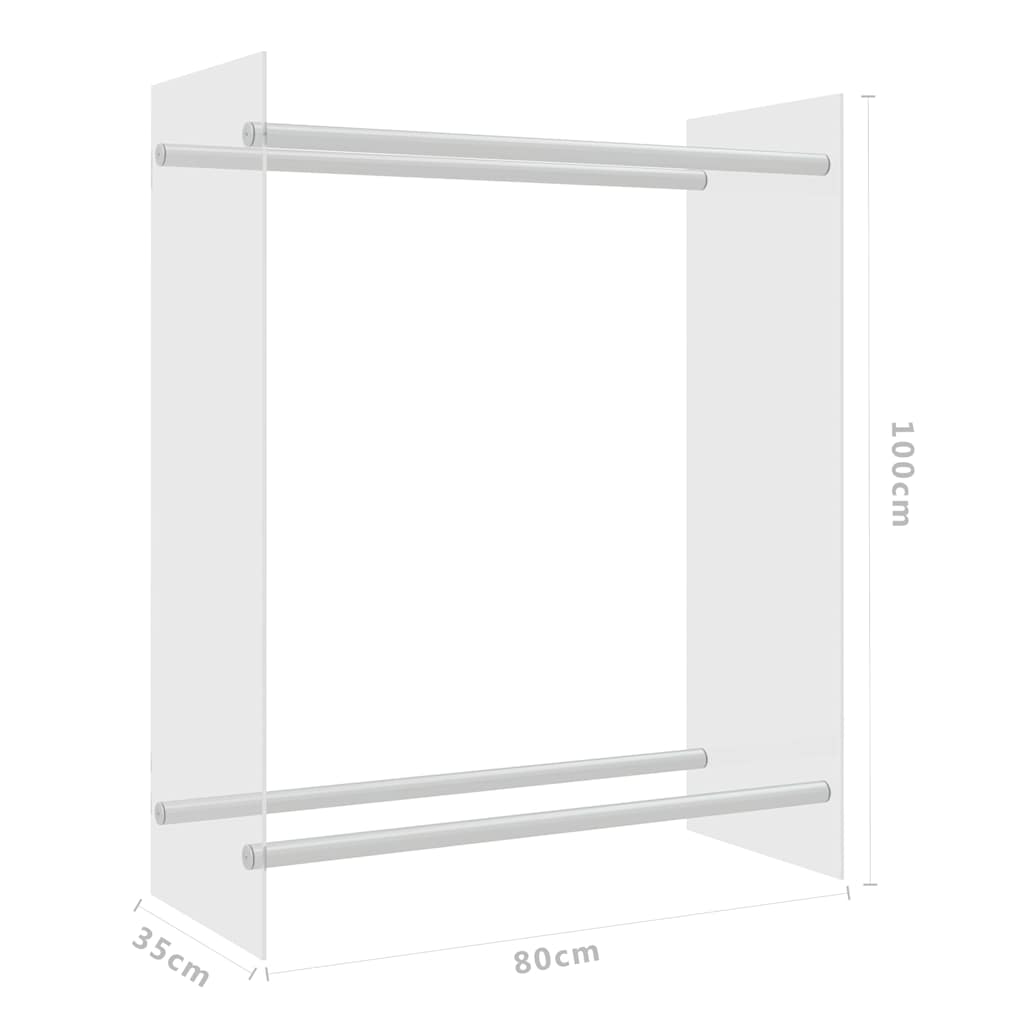 vidaXL Firewood Rack Transparent 80x35x100 cm Tempered Glass 6