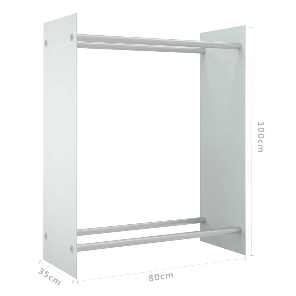 vidaXL Firewood Rack White 80x35x100 cm Tempered Glass 6