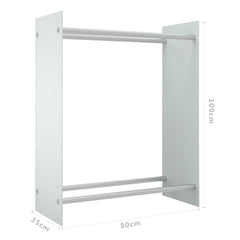 vidaXL Firewood Rack White 80x35x100 cm Tempered Glass 6