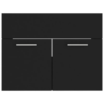 Sink Cabinet with Built-in Basin Black Engineered Wood