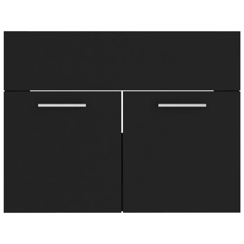 Sink Cabinet with Built-in Basin Black Engineered Wood