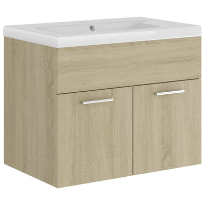 Sink Cabinet with Built-in Basin Sonoma Oak Engineered Wood