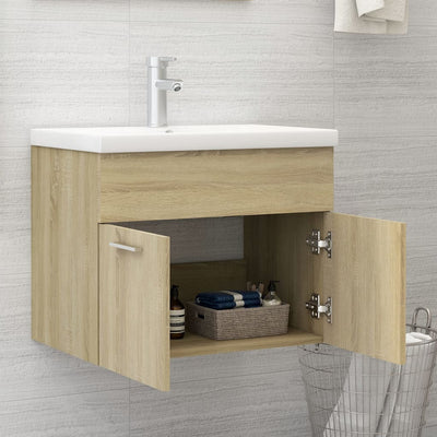 Sink Cabinet with Built-in Basin Sonoma Oak Engineered Wood