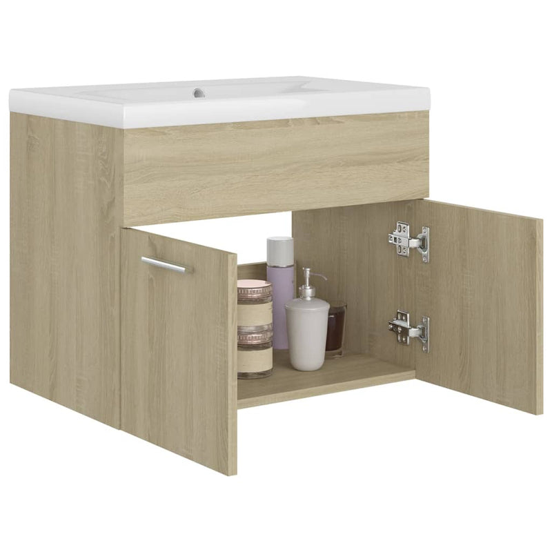 Sink Cabinet with Built-in Basin Sonoma Oak Engineered Wood