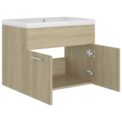 Sink Cabinet with Built-in Basin Sonoma Oak Engineered Wood