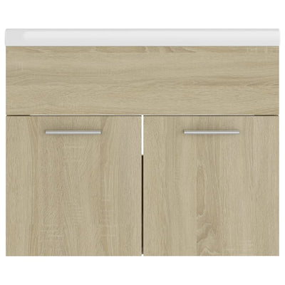 Sink Cabinet with Built-in Basin Sonoma Oak Engineered Wood