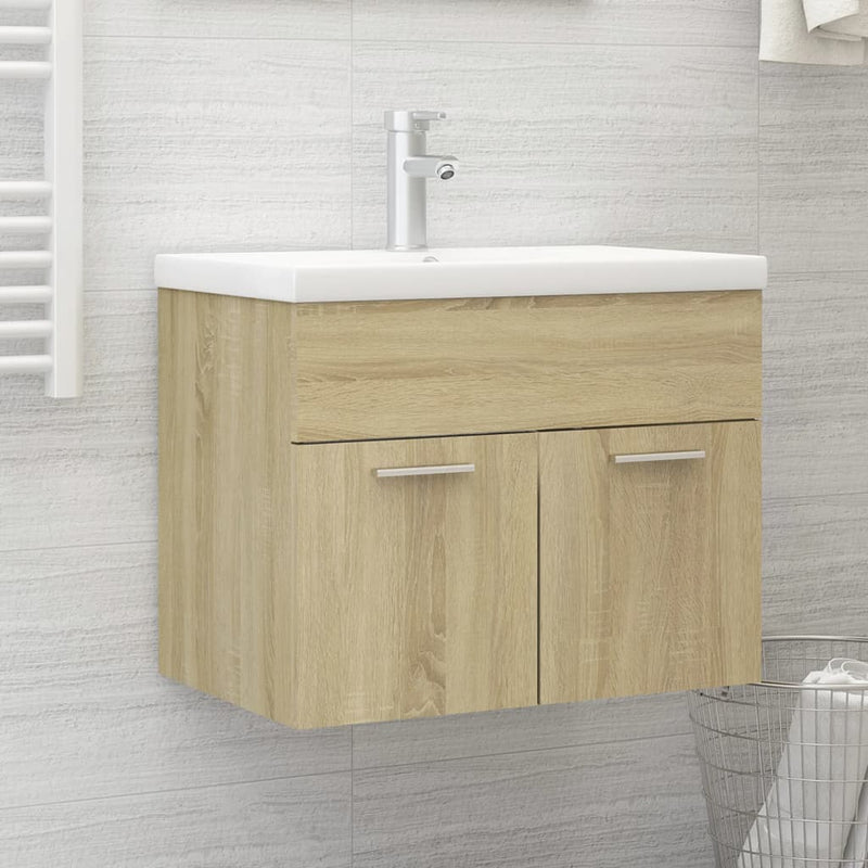 Sink Cabinet with Built-in Basin Sonoma Oak Engineered Wood